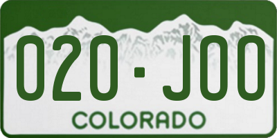 CO license plate 020JOO