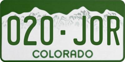 CO license plate 020JOR