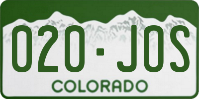 CO license plate 020JOS