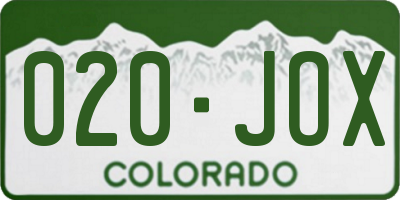 CO license plate 020JOX