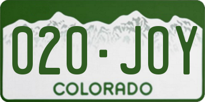 CO license plate 020JOY