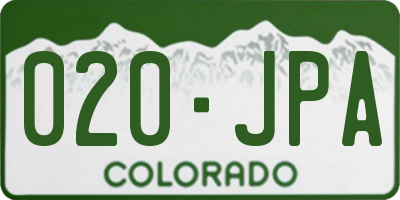 CO license plate 020JPA