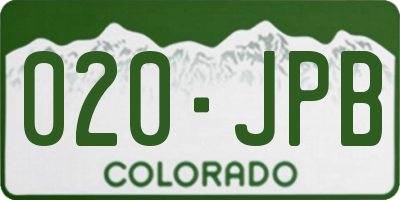 CO license plate 020JPB