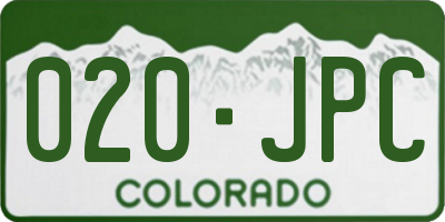 CO license plate 020JPC