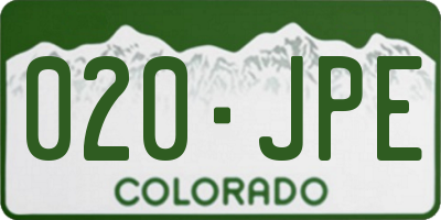 CO license plate 020JPE