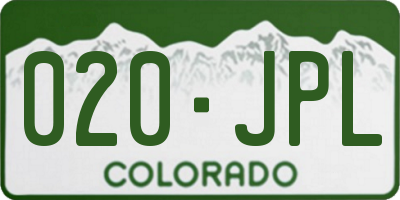 CO license plate 020JPL