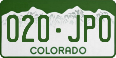 CO license plate 020JPO