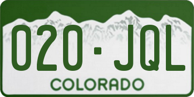 CO license plate 020JQL