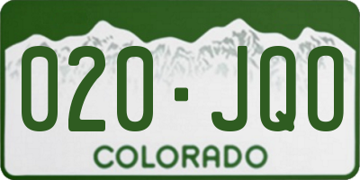 CO license plate 020JQO