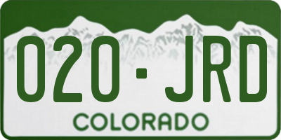 CO license plate 020JRD