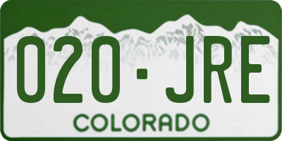 CO license plate 020JRE