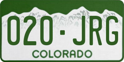 CO license plate 020JRG