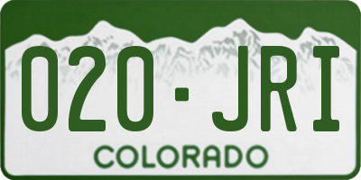 CO license plate 020JRI