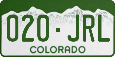 CO license plate 020JRL