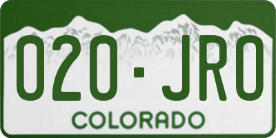 CO license plate 020JRO