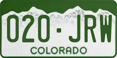 CO license plate 020JRW