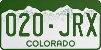 CO license plate 020JRX
