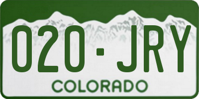 CO license plate 020JRY