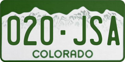CO license plate 020JSA