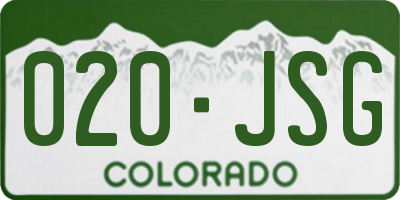 CO license plate 020JSG