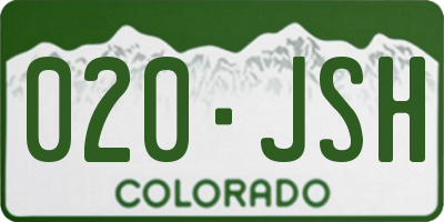 CO license plate 020JSH