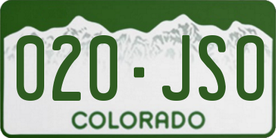 CO license plate 020JSO