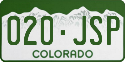 CO license plate 020JSP