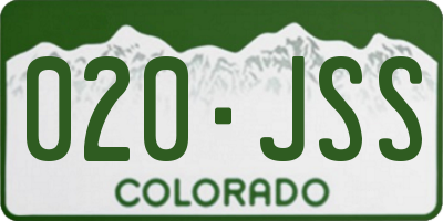 CO license plate 020JSS