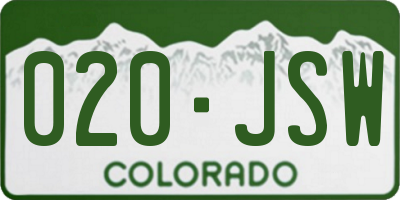 CO license plate 020JSW