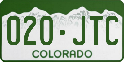 CO license plate 020JTC