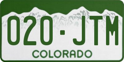 CO license plate 020JTM
