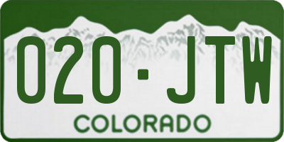 CO license plate 020JTW