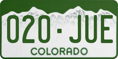 CO license plate 020JUE
