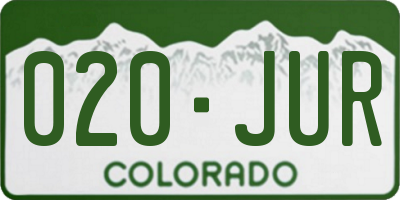CO license plate 020JUR