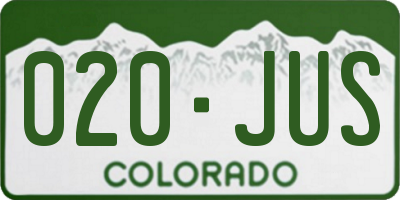 CO license plate 020JUS