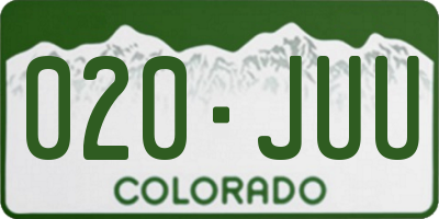 CO license plate 020JUU