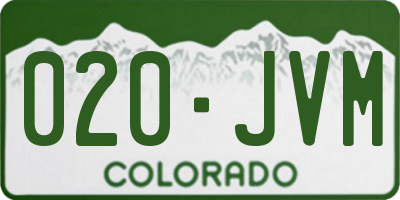 CO license plate 020JVM