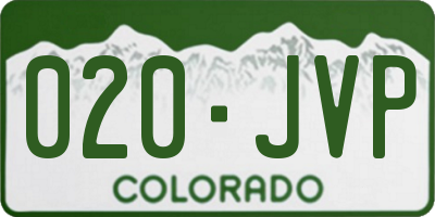 CO license plate 020JVP