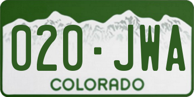 CO license plate 020JWA
