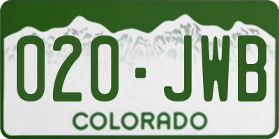 CO license plate 020JWB