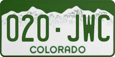 CO license plate 020JWC