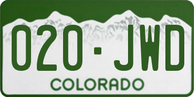 CO license plate 020JWD