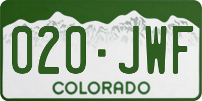 CO license plate 020JWF