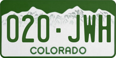 CO license plate 020JWH