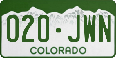 CO license plate 020JWN