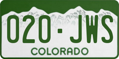 CO license plate 020JWS