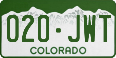 CO license plate 020JWT