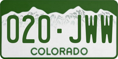 CO license plate 020JWW