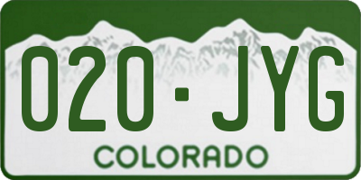 CO license plate 020JYG