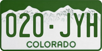 CO license plate 020JYH